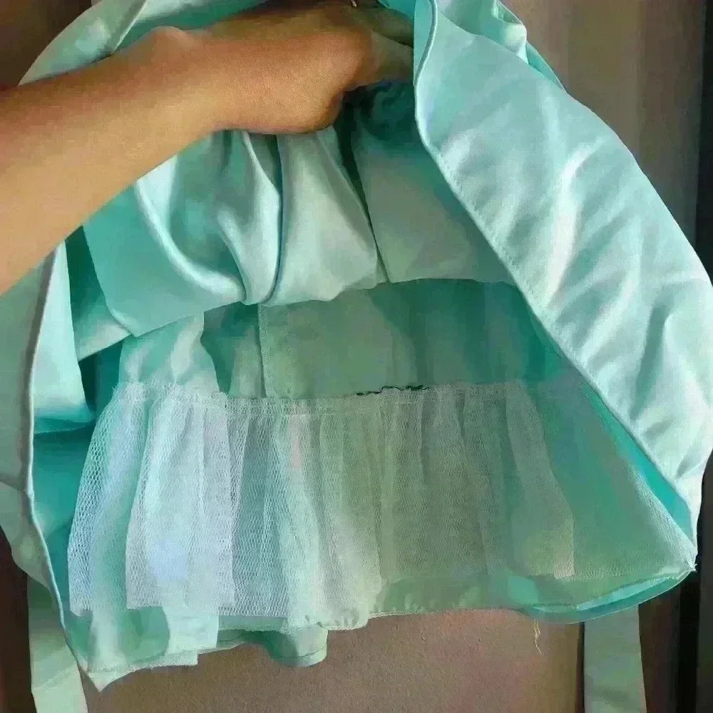 Princess Faith Satin Girl's Dress Shorts Turquoise 24M Satin Sleeveless NWOT